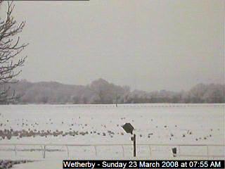 Deep snow on Wetherby Racecourse